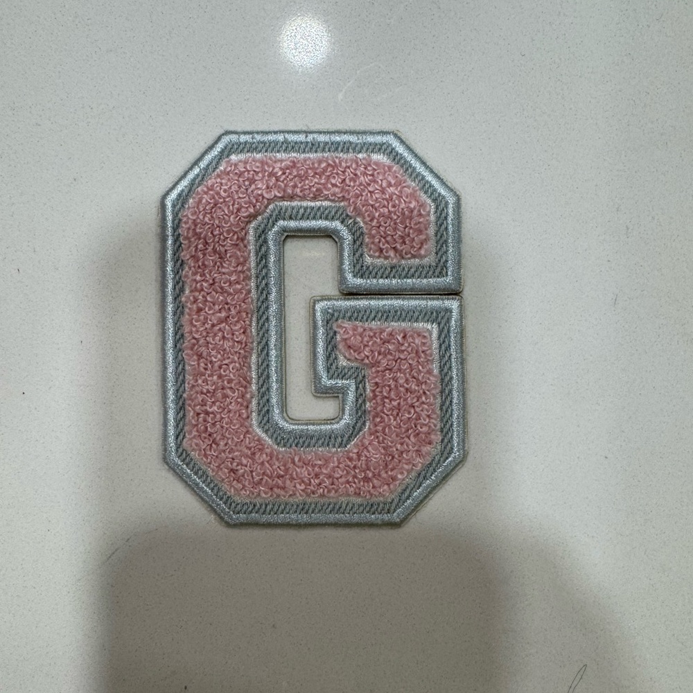 Stoney Clover Lane Pink and Gray Letter G Patch